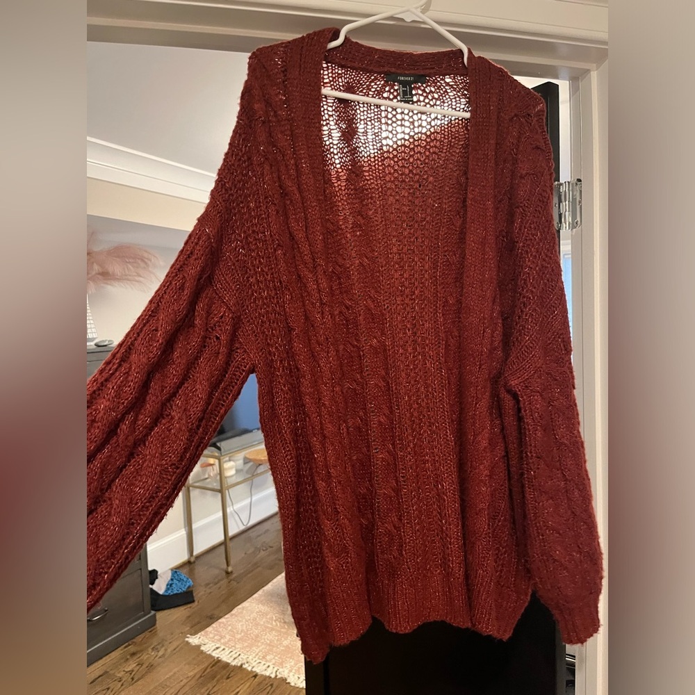 Maroon/Deep Red Cardigan - Oversized Look